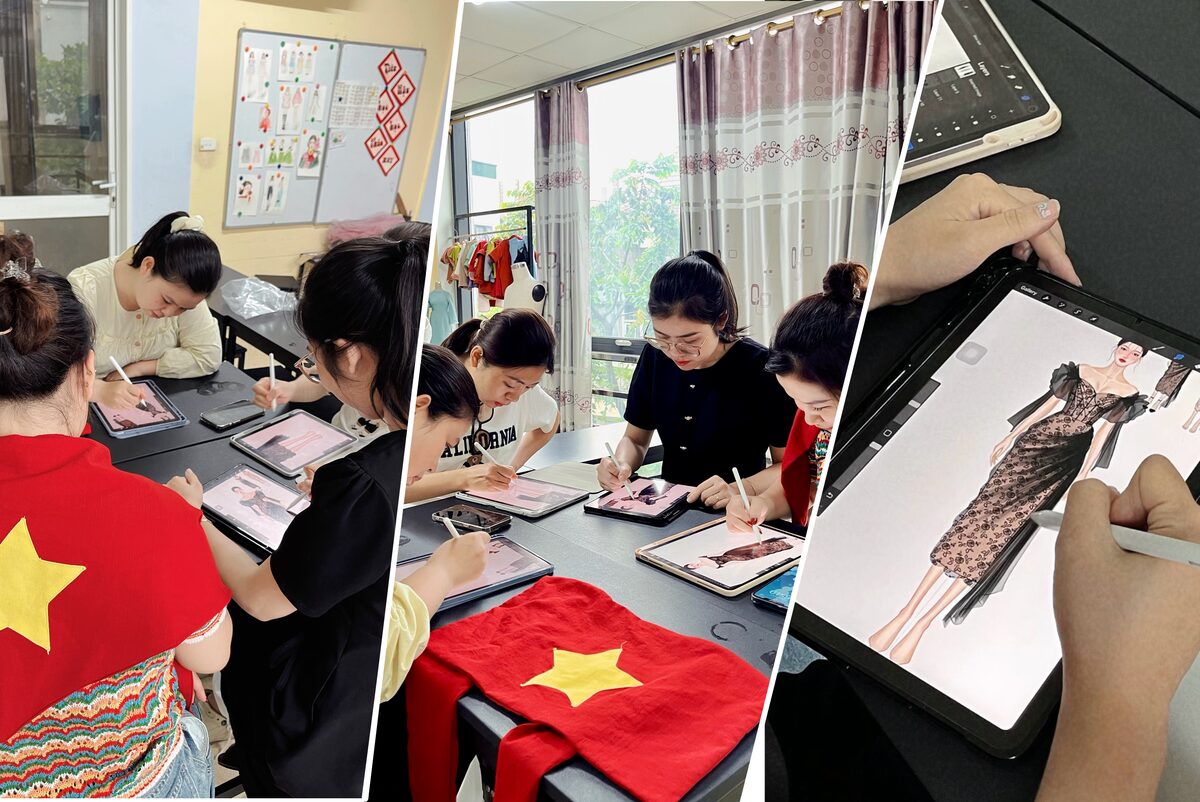 Giảng viên Luvinus hướng dẫn học viên vẽ iPad