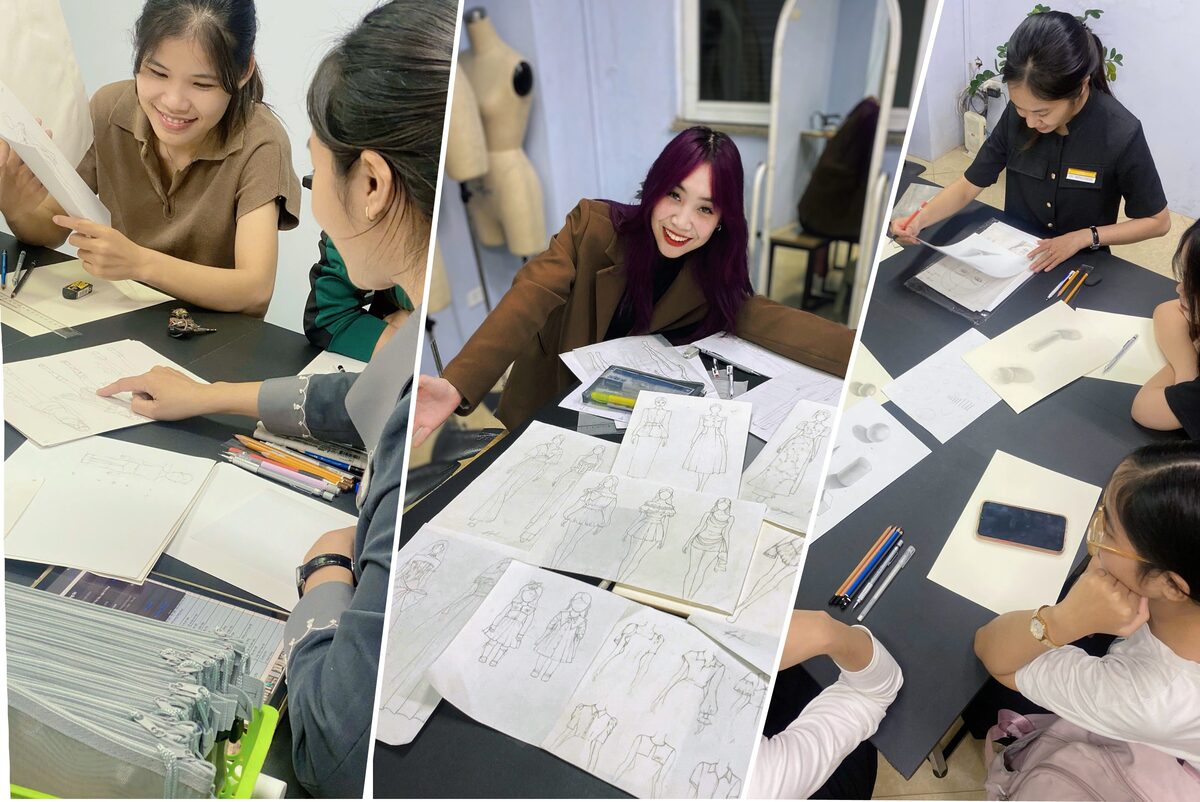 Học viên luyện vẽ phác thảo thời trang tại Luvinus