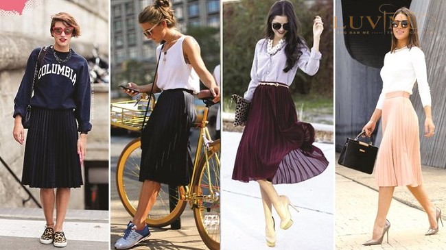 Chân váy xếp ly dài màu đen CV0602  Thời trang công sở KK Fashion