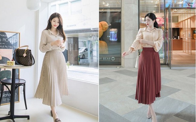 20 cách phối đồ chân váy dài cao cấp đẹp chuẩn Hàn Quốc