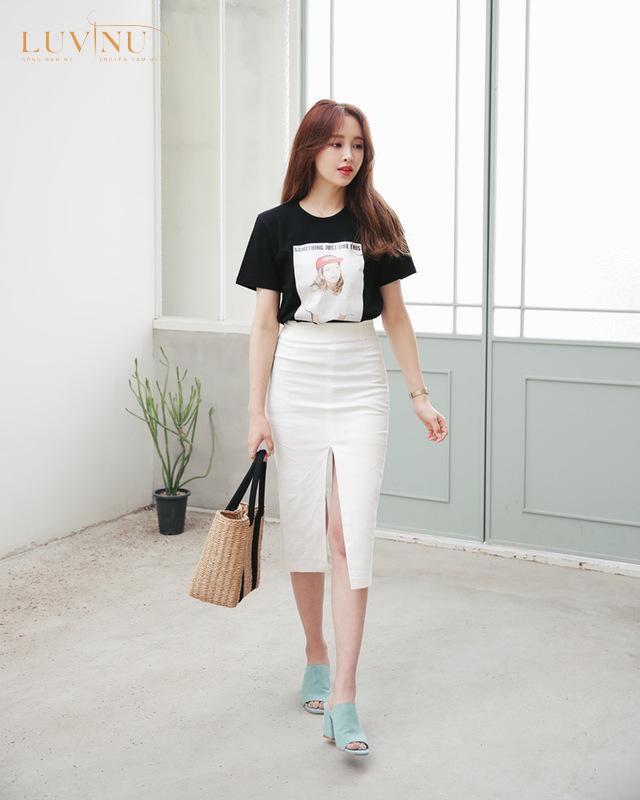 chân váy A dáng dài xẻ tà nhiều màu xinh xắn | Shopee Việt Nam